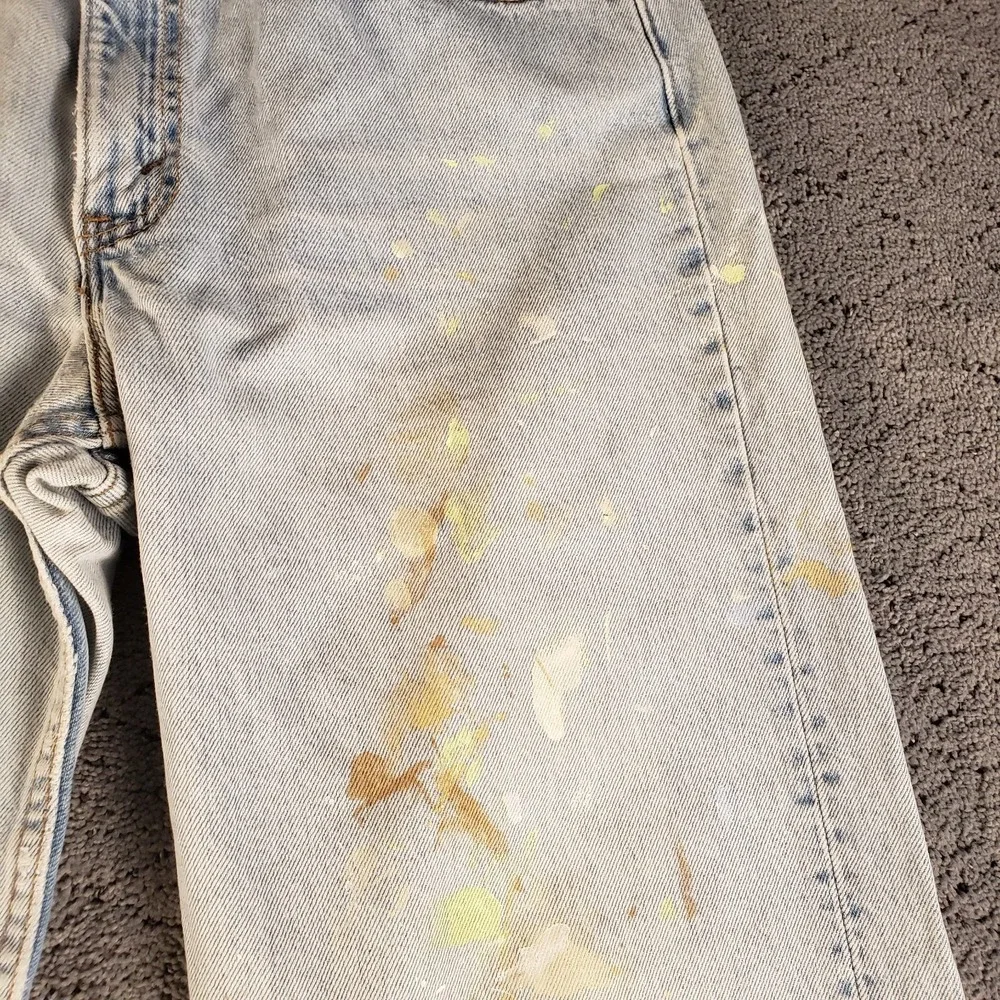 VTG 90s Levis 550 Mens 34x34 Paint Distressed Blue Denim 550-4834 USA Made 1997